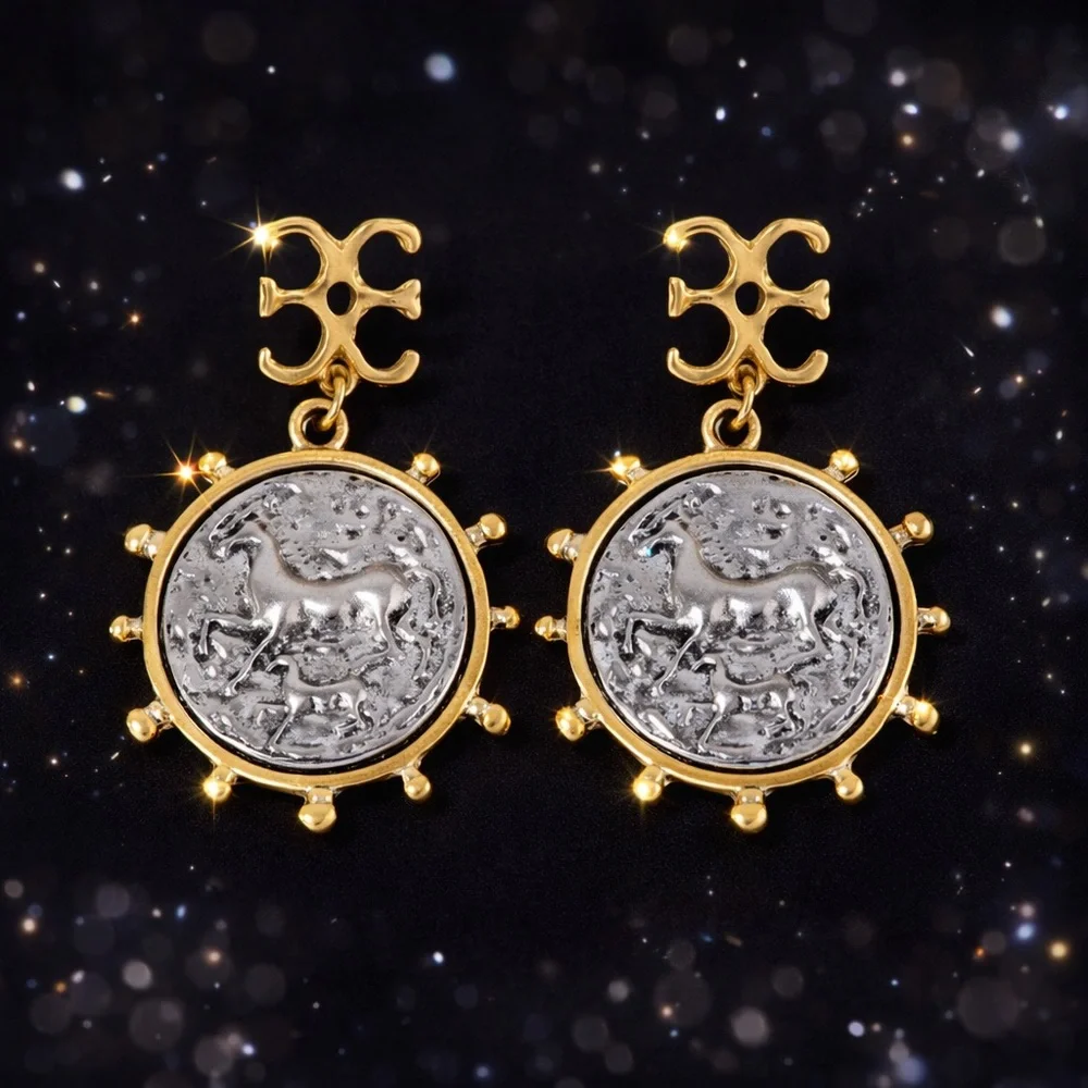 Luxe Mixed Metal Large Statement Pendant Earrings!